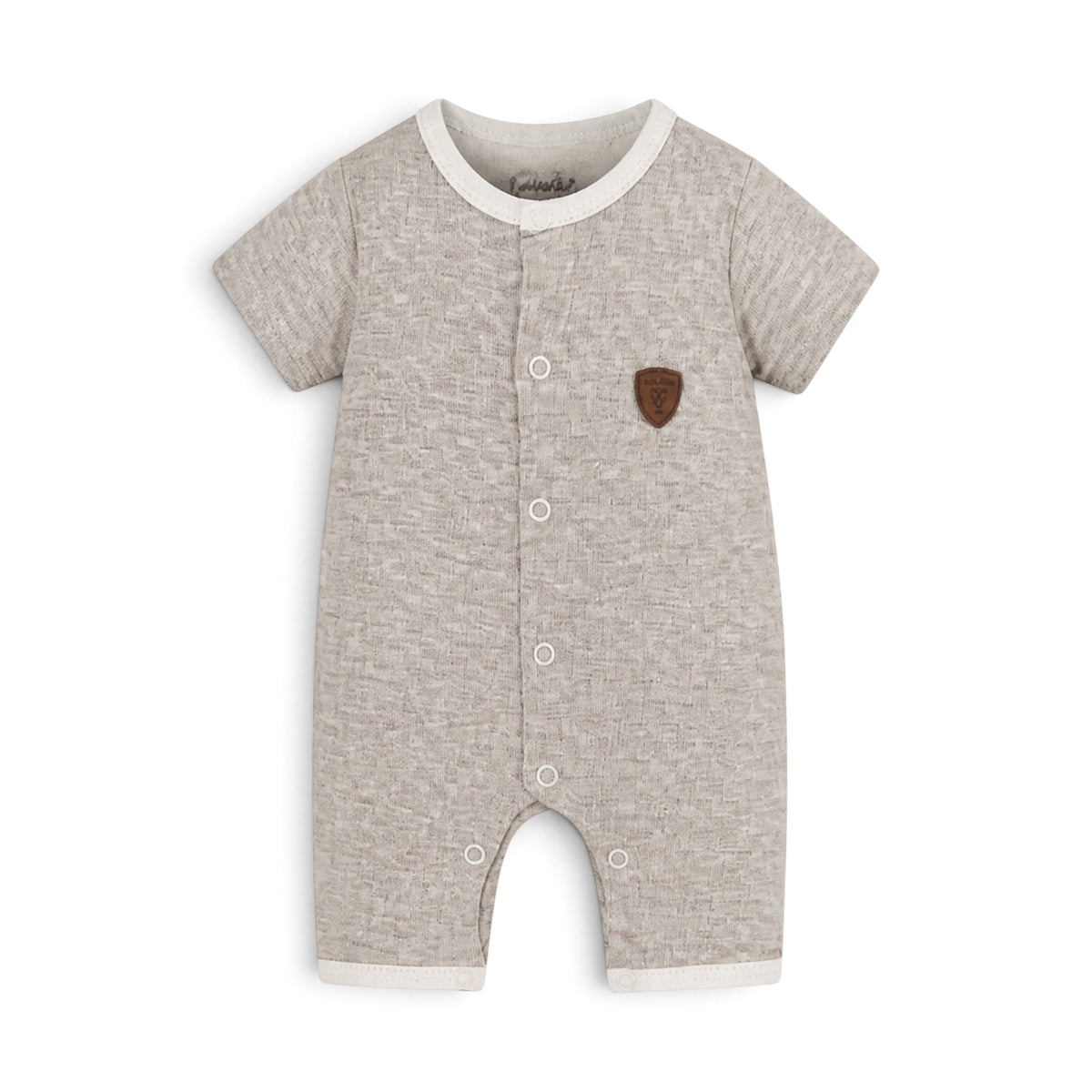 BABY BOY TEXTURED JACQUARD ROMPER BEIGE