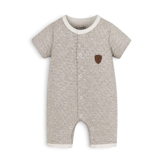 BABY BOY TEXTURED JACQUARD ROMPER BEIGE