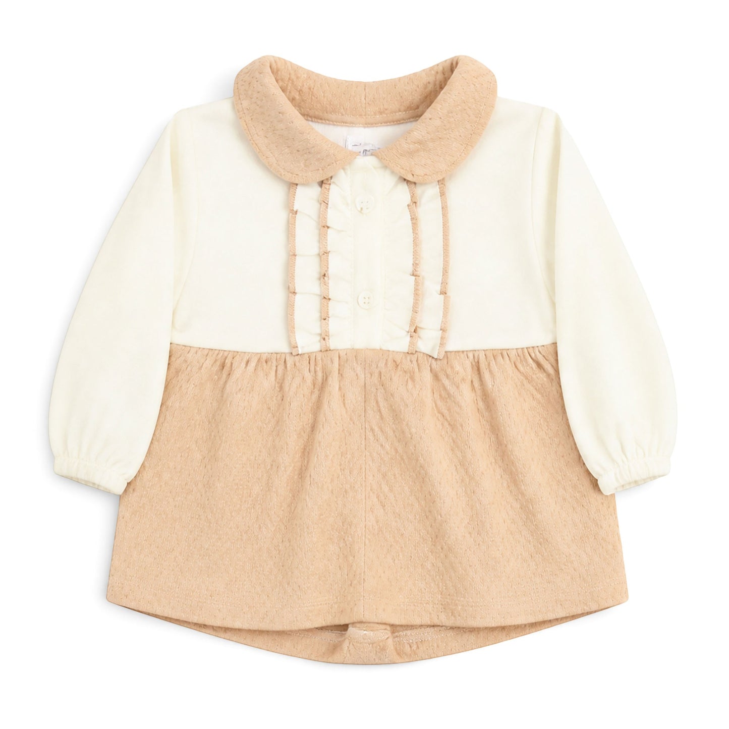 CREAM AND BROWN RUFFLED COLLAR BABY GIRL GIFT SET
