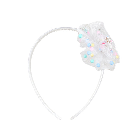 HAIR BAND WHITE NET FLOWER