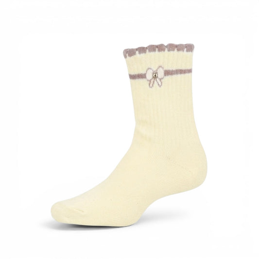 OFF-WHITE AND PURPLE BOW GIRL SOCKS