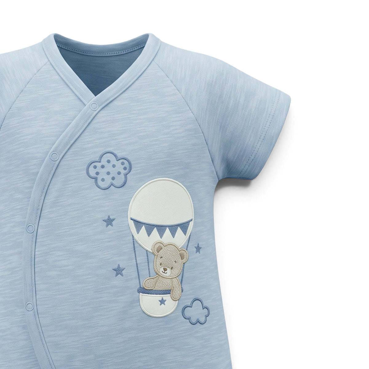LIGHT BLUE "HOT AIR BALLOON BEAR" ROMPER
