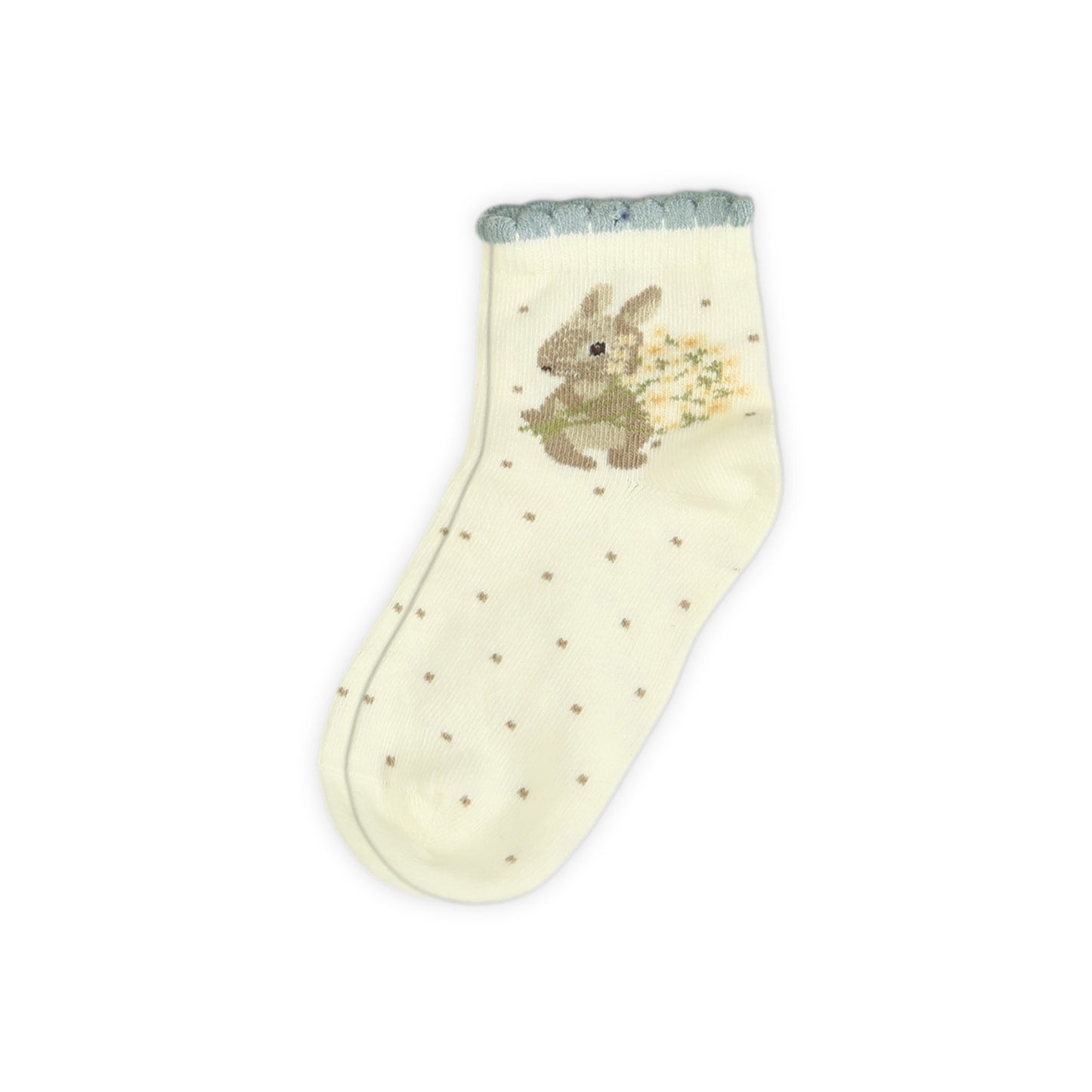 WHITE BUNNY PATTERNED GIRL SOCKS