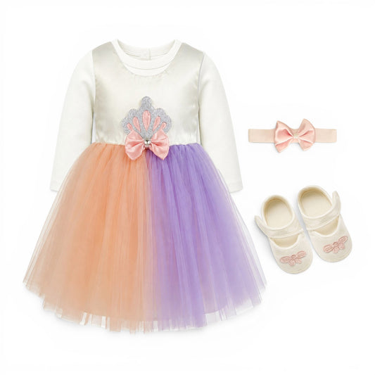 MULTICOLOR TULLE BABY GIRL FANCY FROCK GIFT SET