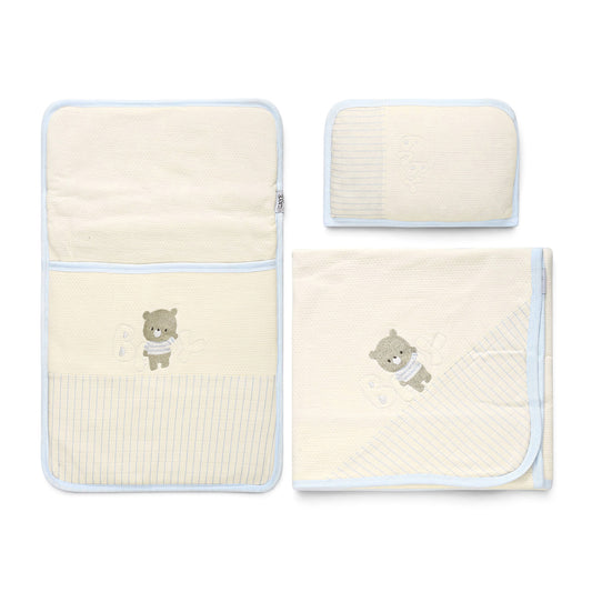 SLEEPING SET - CREAM AND BLUE BEAR THEME