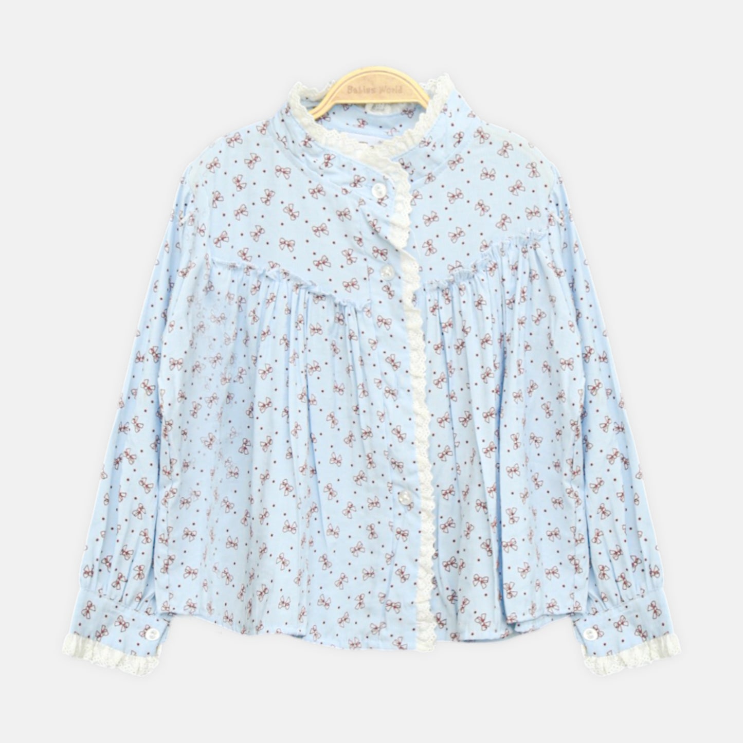 Blue Bow Print Top