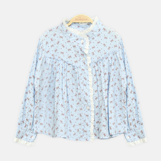 Blue Bow Print Top