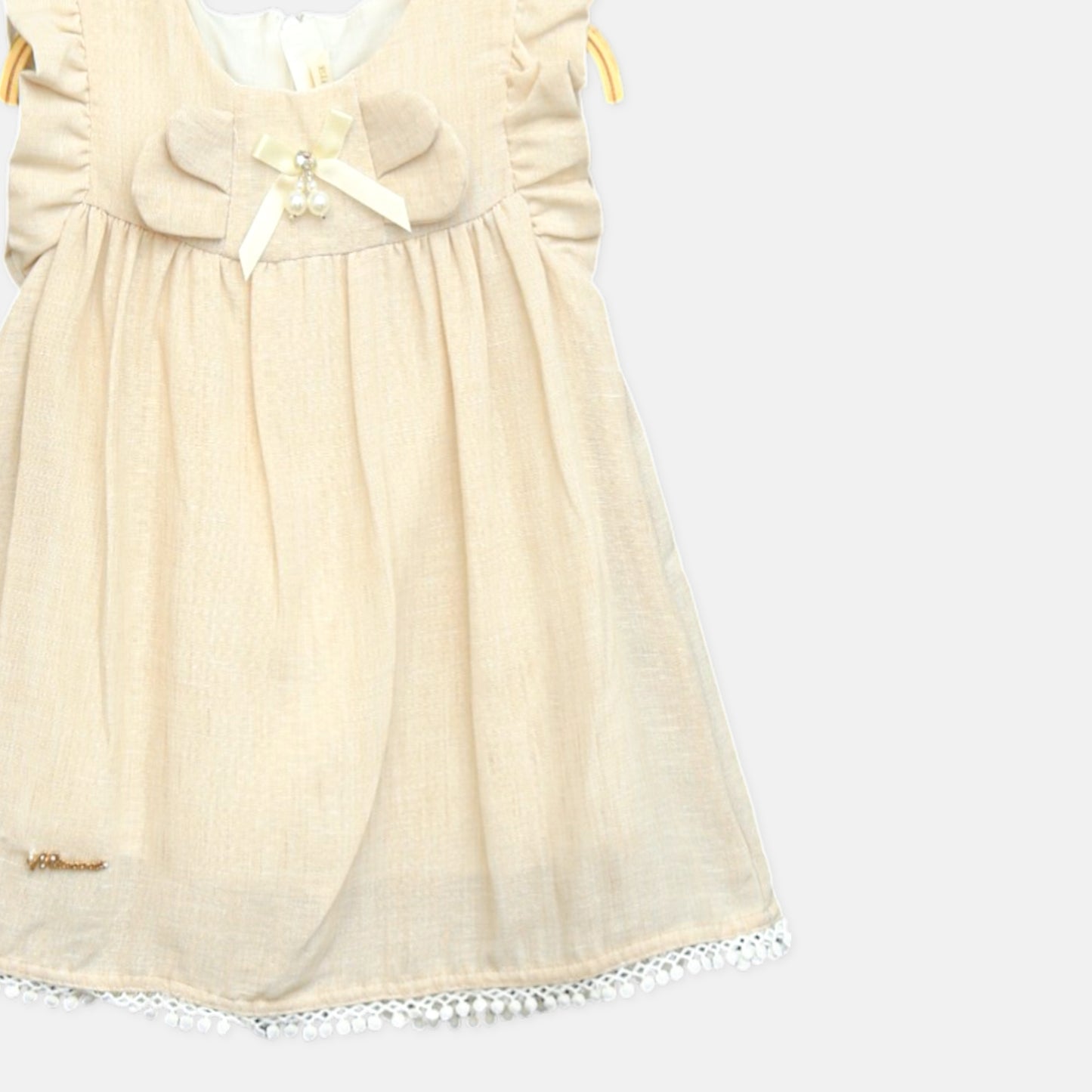 Beige Lace Trim Frock
