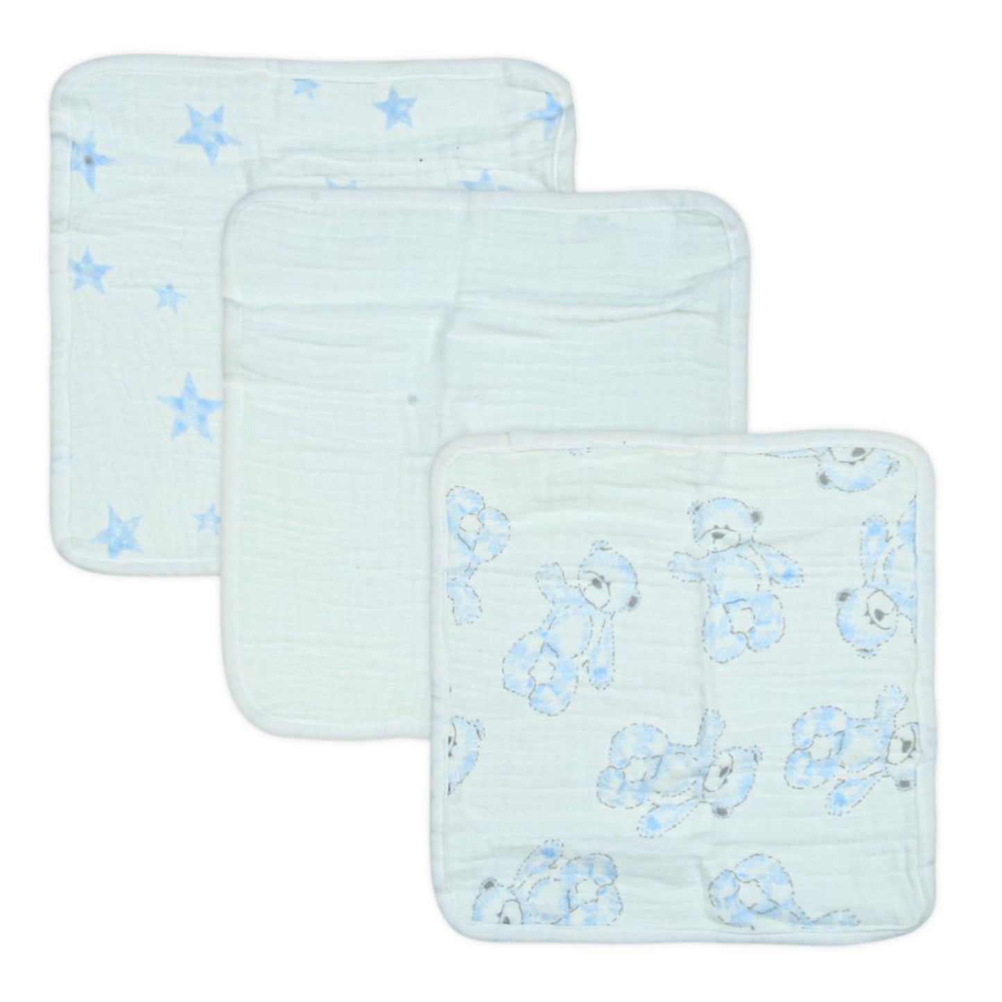 FACE TOWEL MUSLIN PK-3 DREAMY BLUE BEAR