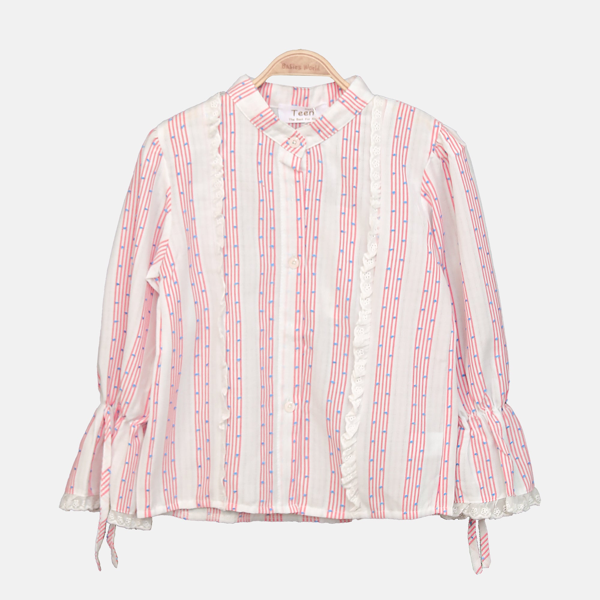 Lace-Accented Stripe Top