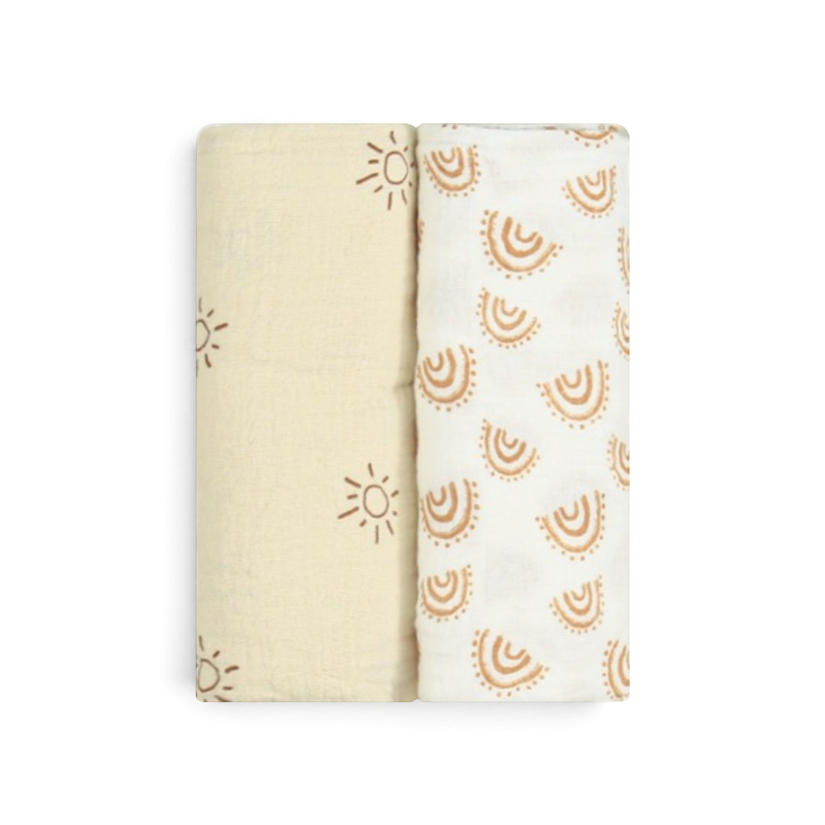 SUNSHINE & RAINBOW PATTERNED WRAPING SHEET MUSLIN PK-2