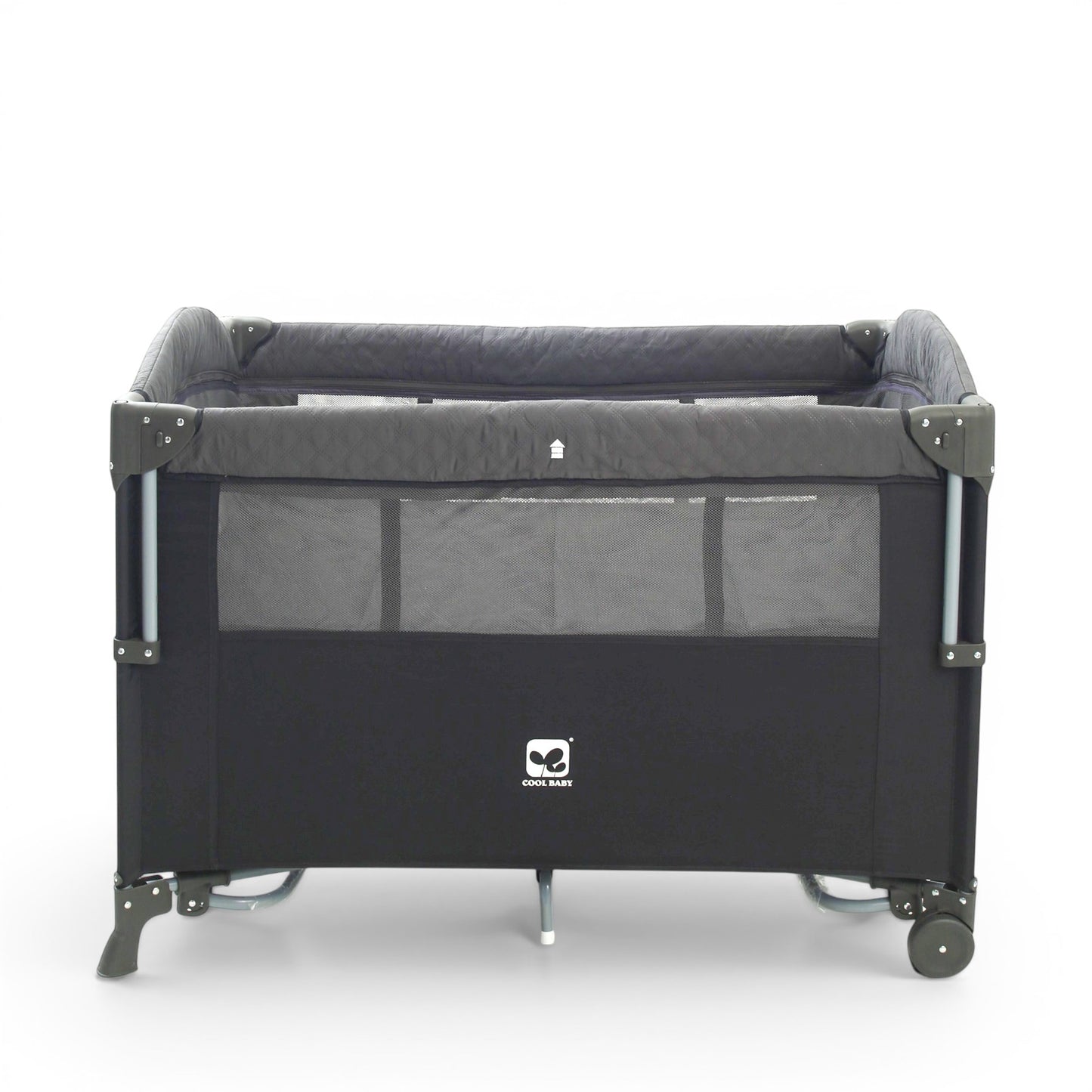 PLAY PEN GREY WITH STORAGE AND MOSQUITO NET