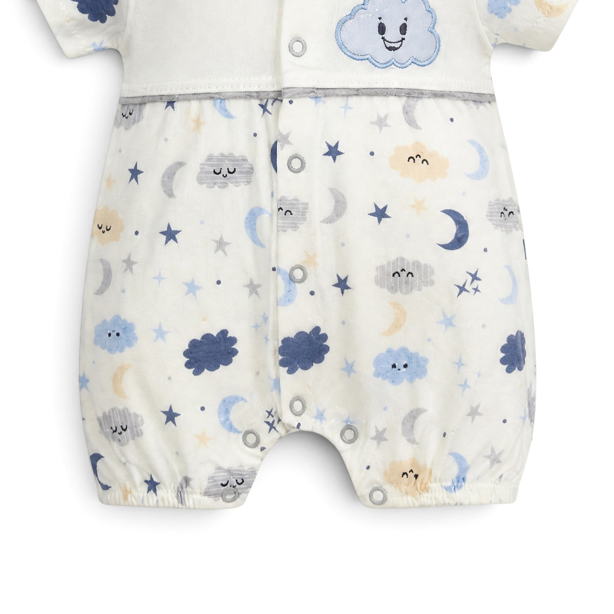 WHITE "DREAMY CLOUD & MOON" BABY ROMPER