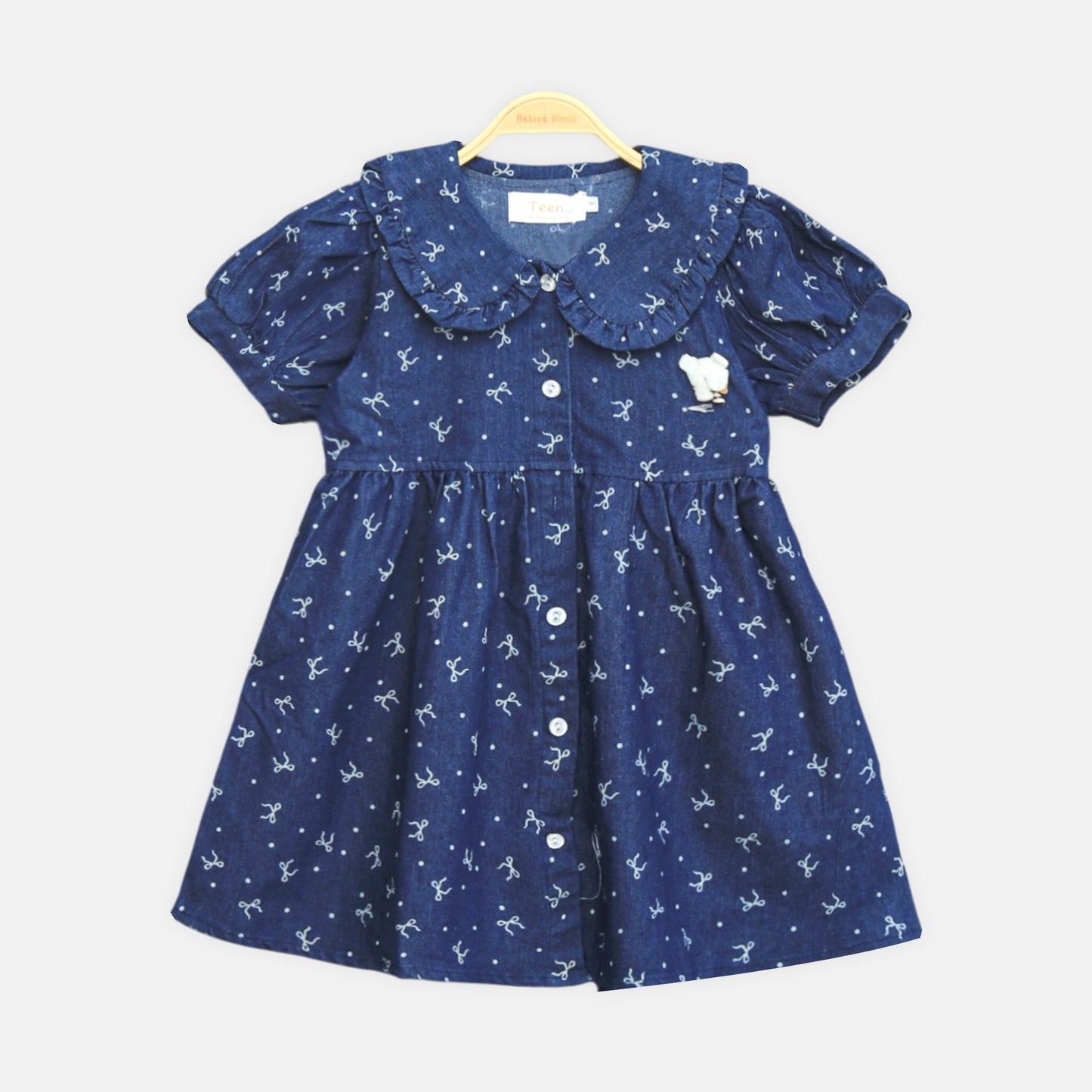 Navy Bow-Print Summer Frock
