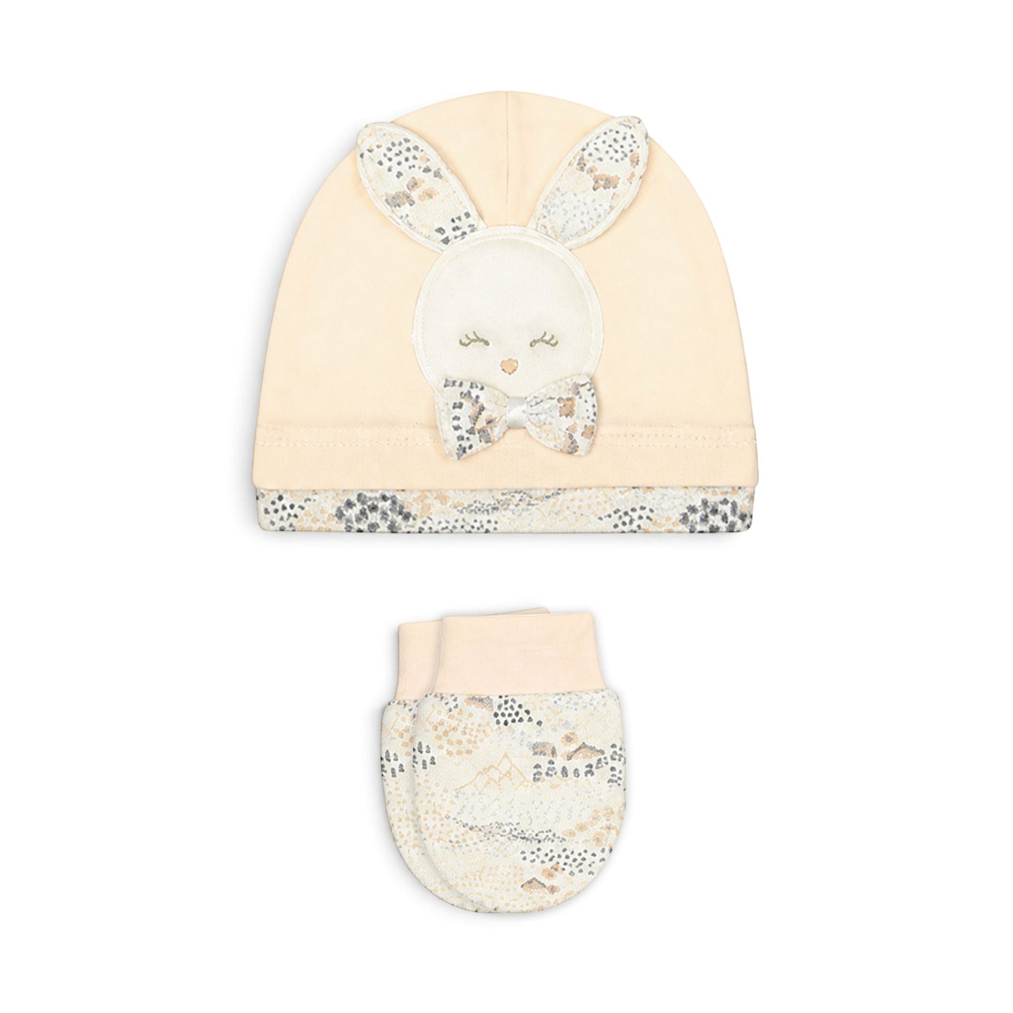 PEACH SCENIC PRINT BUNNY BABY GIRL GIFT SET