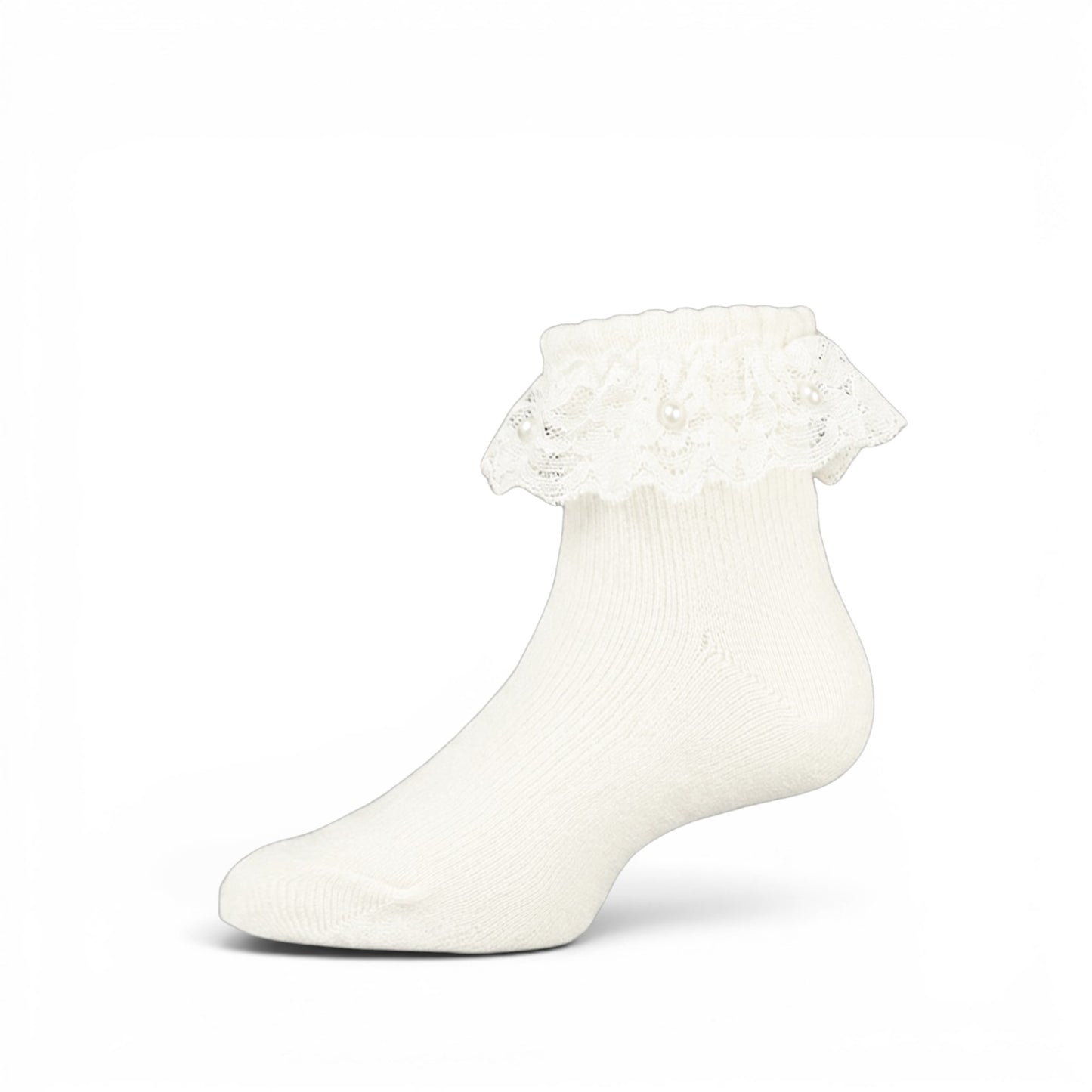 WHITE RUFFLE GIRL SOCKS PK-2