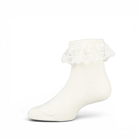 WHITE RUFFLE GIRL SOCKS PK-2