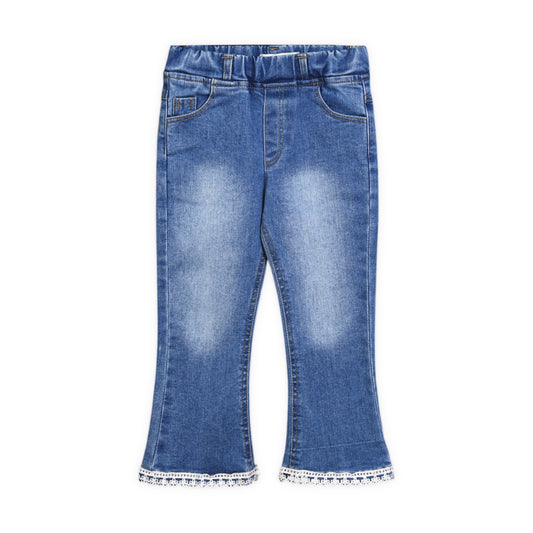 GIRLS' LACE-TRIM FLARE JEANS