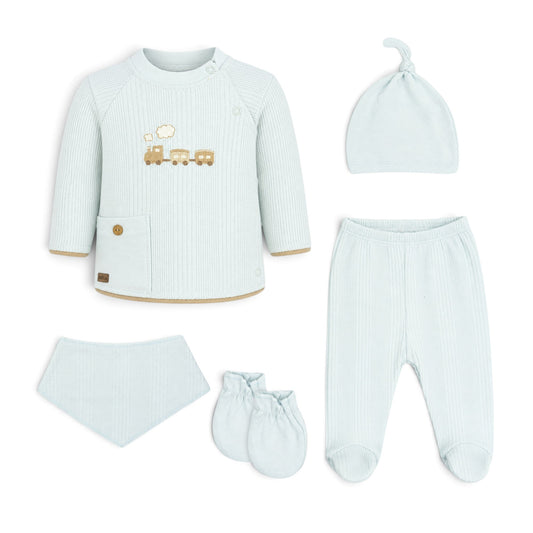 LIGHT BLUE TRAIN BABY BOY GIFT SET