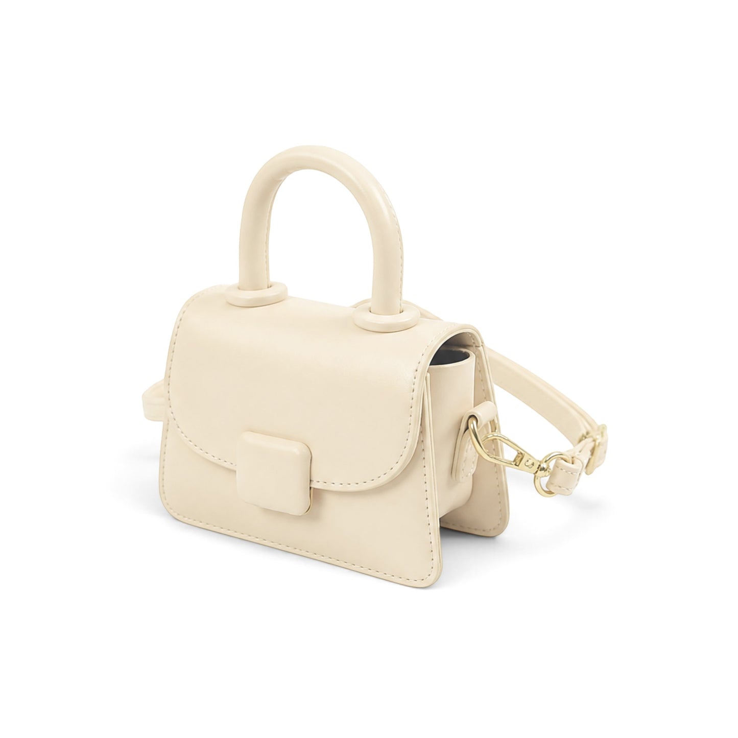 Minimalist White Top-Handle Mini Bag