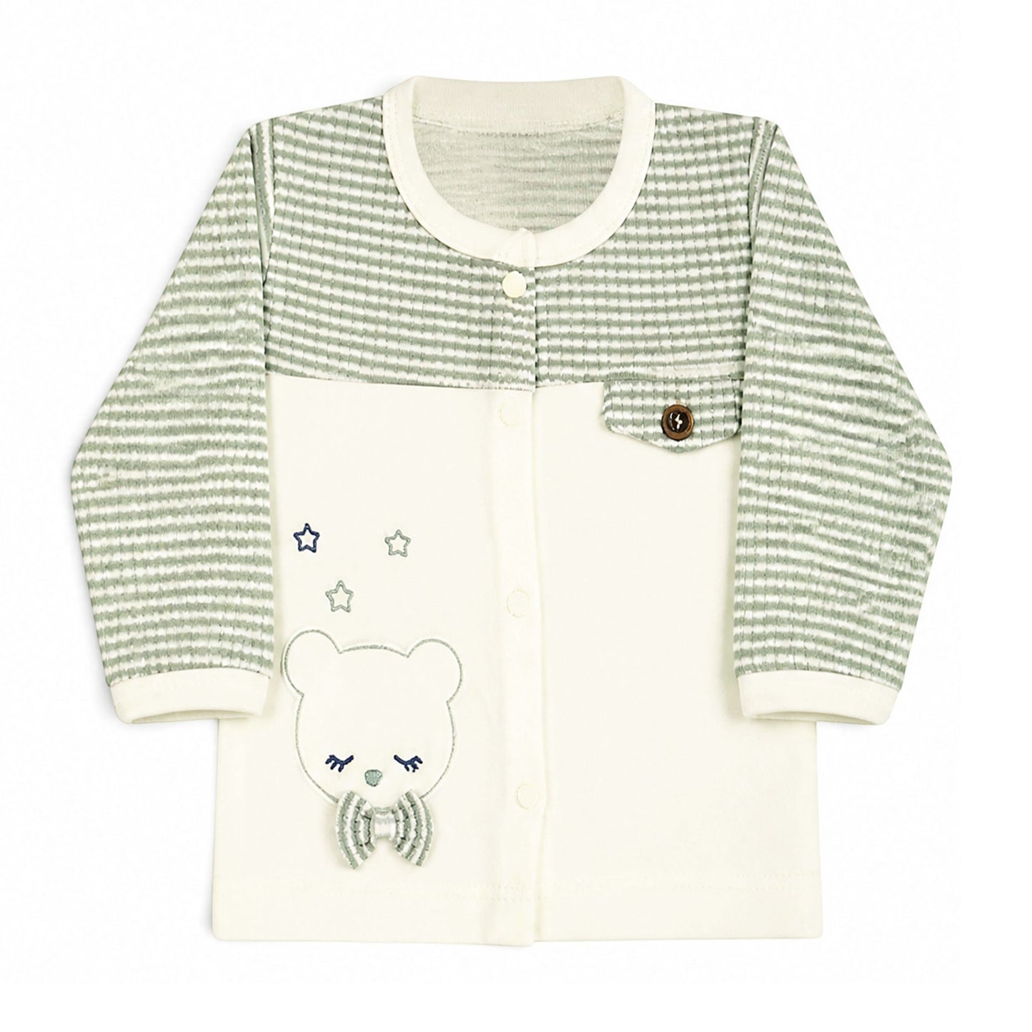 SAGE GREEN STRIPED BEAR BABY BOY GIFT SET