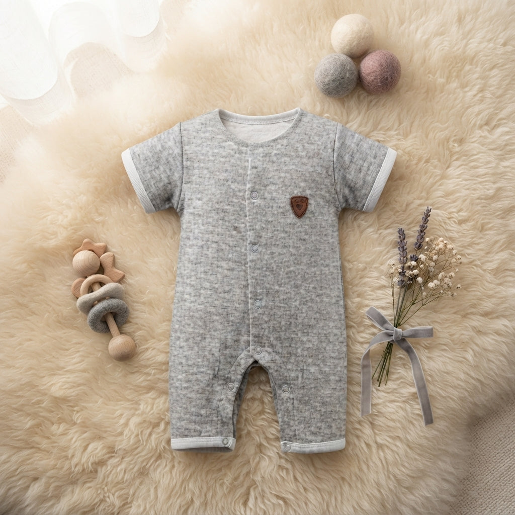 GREY TEXTURED TEXTURED BABY ROMPER