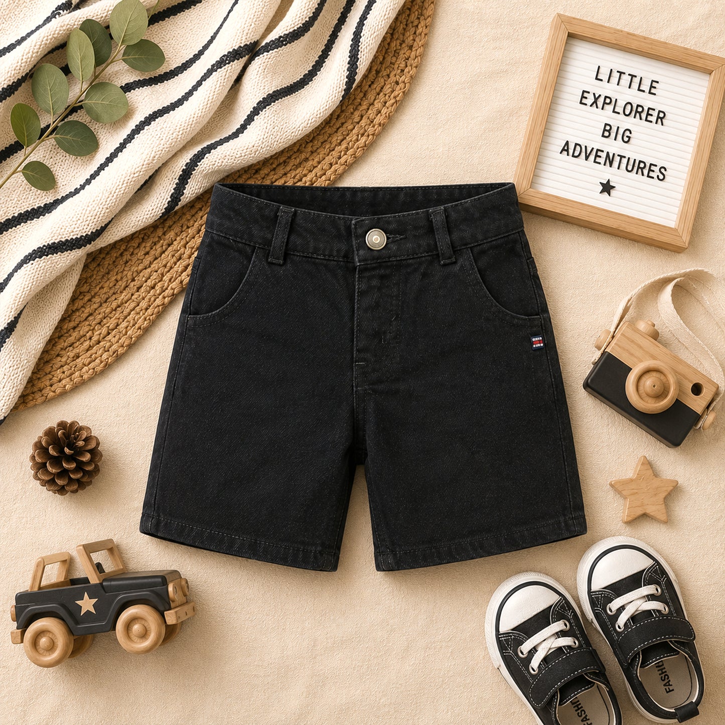 BOY BLACK DENIM SHORT BERMUDA
