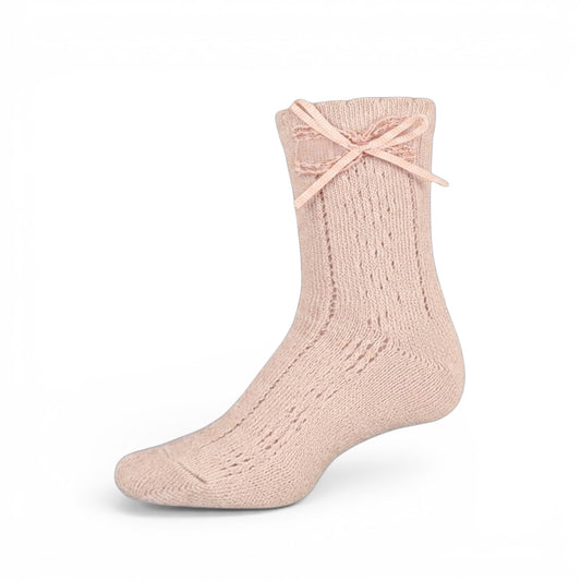 DUSKY PINK LACE BOW GIRL SOCKS PK-2