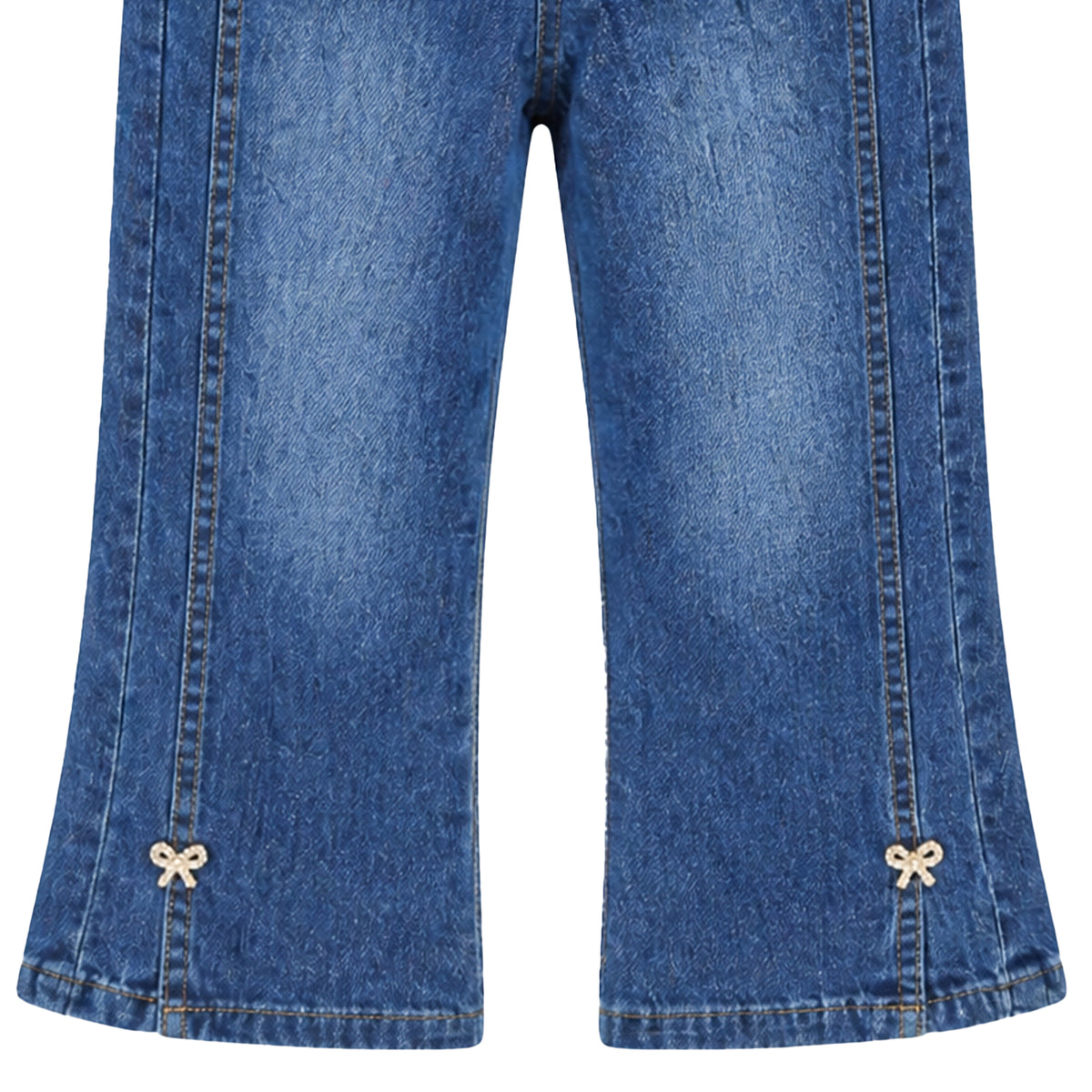 BABY GIRL LIGHT WASH DENIM JEANS WITH BOW ACCENT