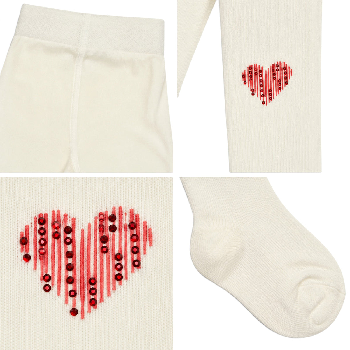 LEGGINGS HEART EMBROIDERED CREAM