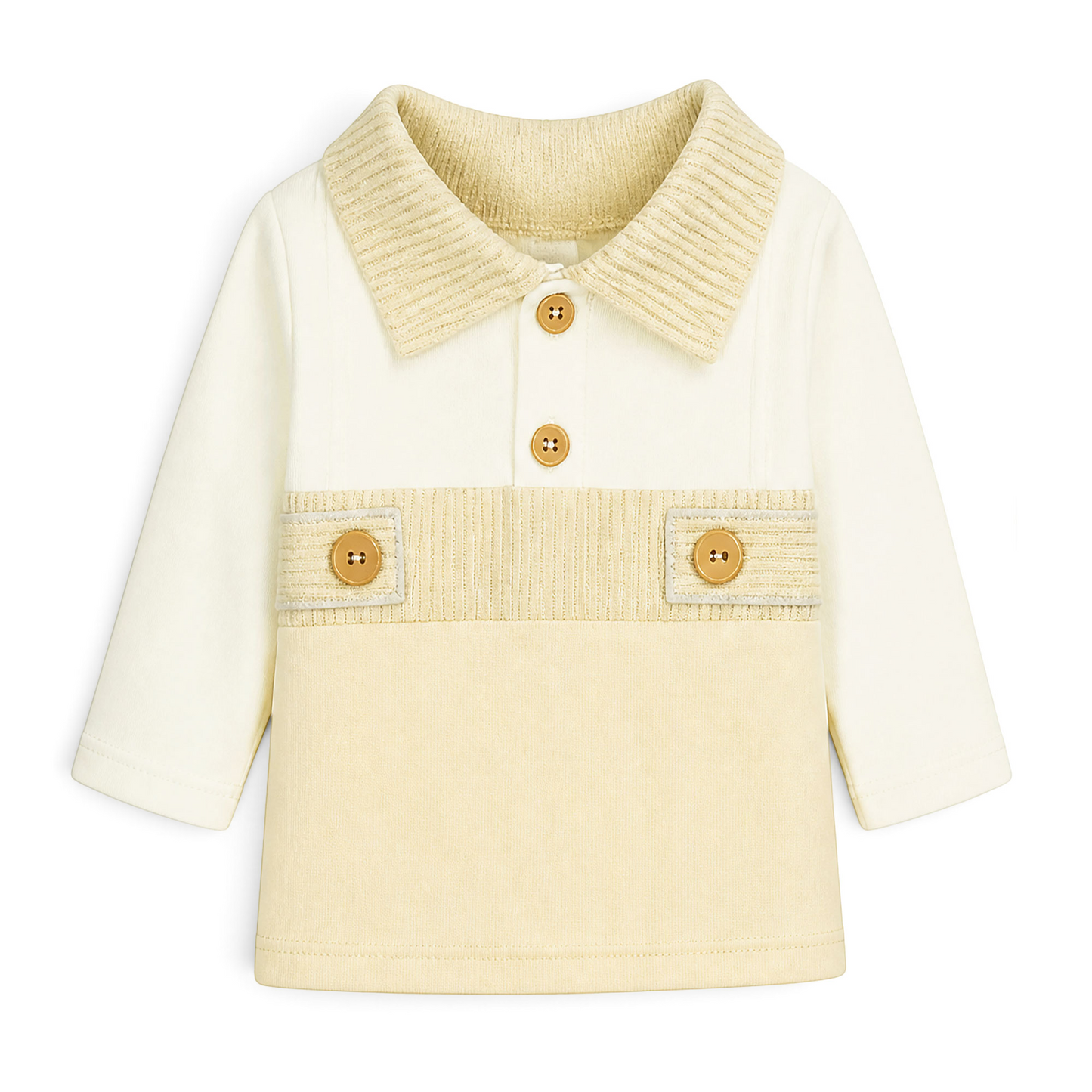 CREAM AND BEIGE COLLARED BABY BOY GIFT SET