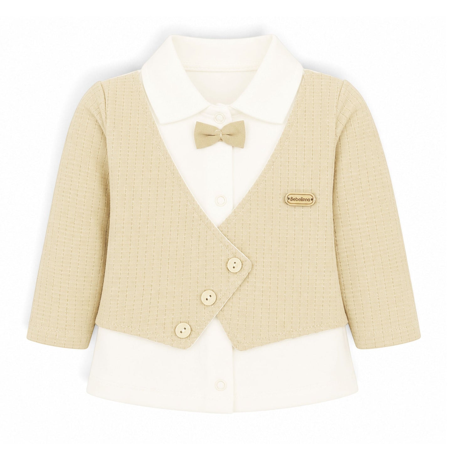 CREAM AND BEIGE VEST STYLE BABY BOY GIFT SET
