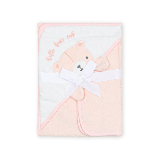 BATH TOWEL W/FACE TOWEL HELLO BEAR HOODED
