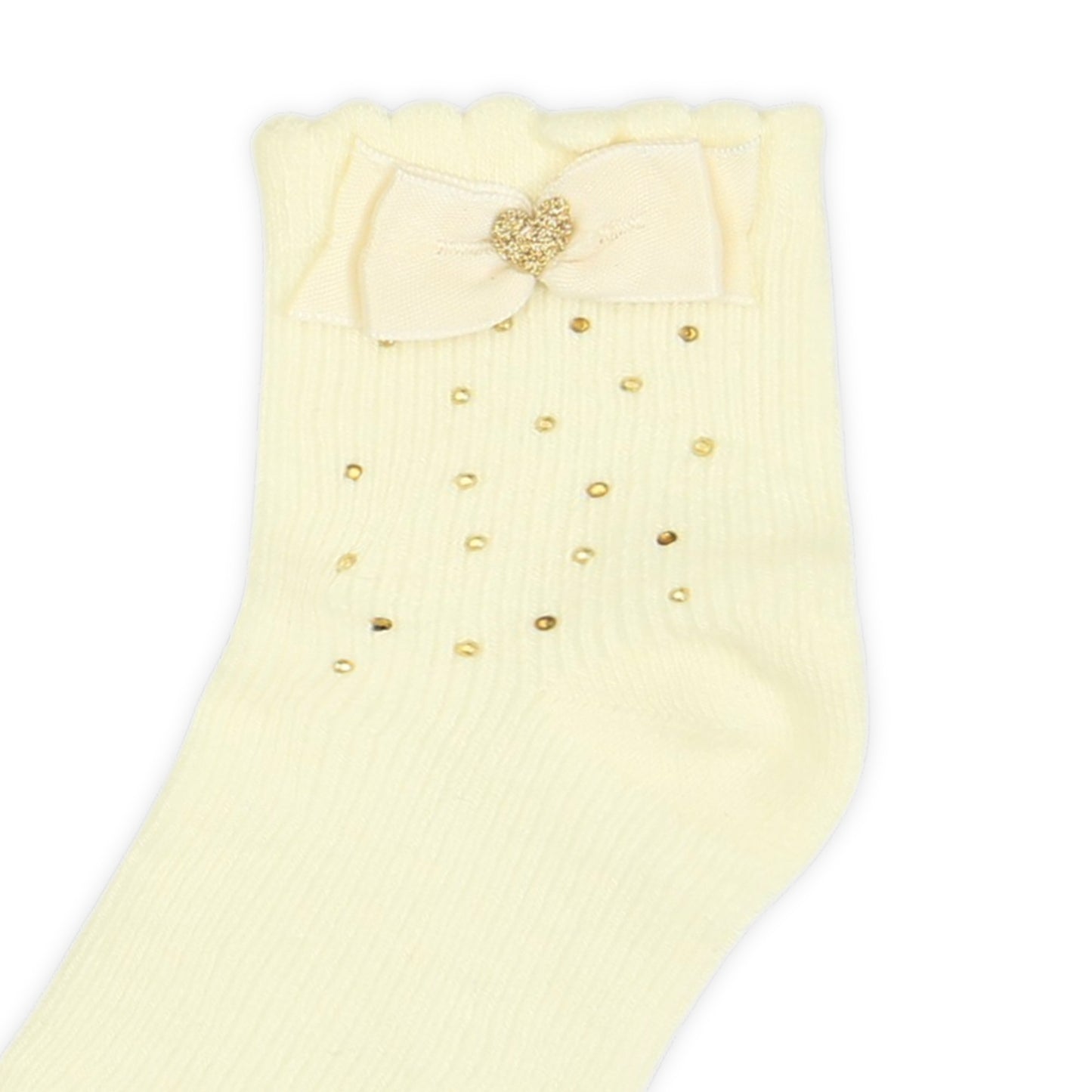 WHITE BOW AND STONE GIRL SOCKS