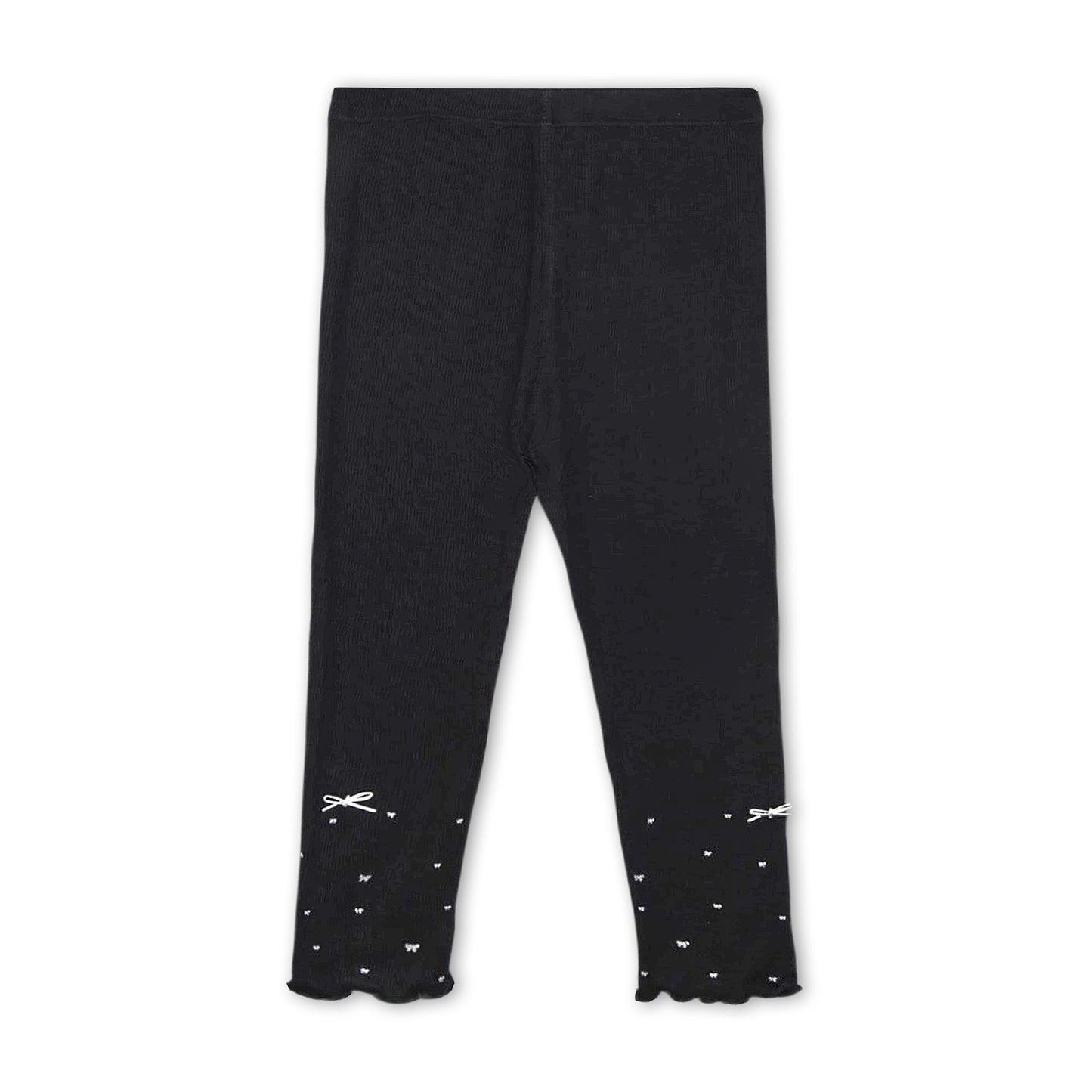 BLACK RIBBED BOW TROUSERS