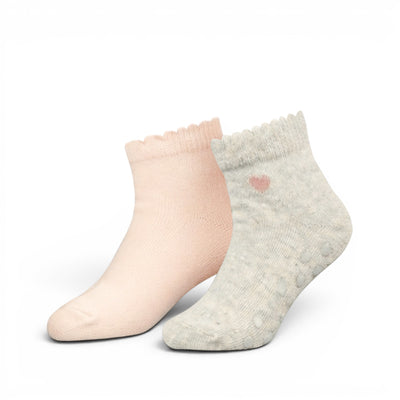 GREY & PINK ANKLE GIRL SOCKS PK-2