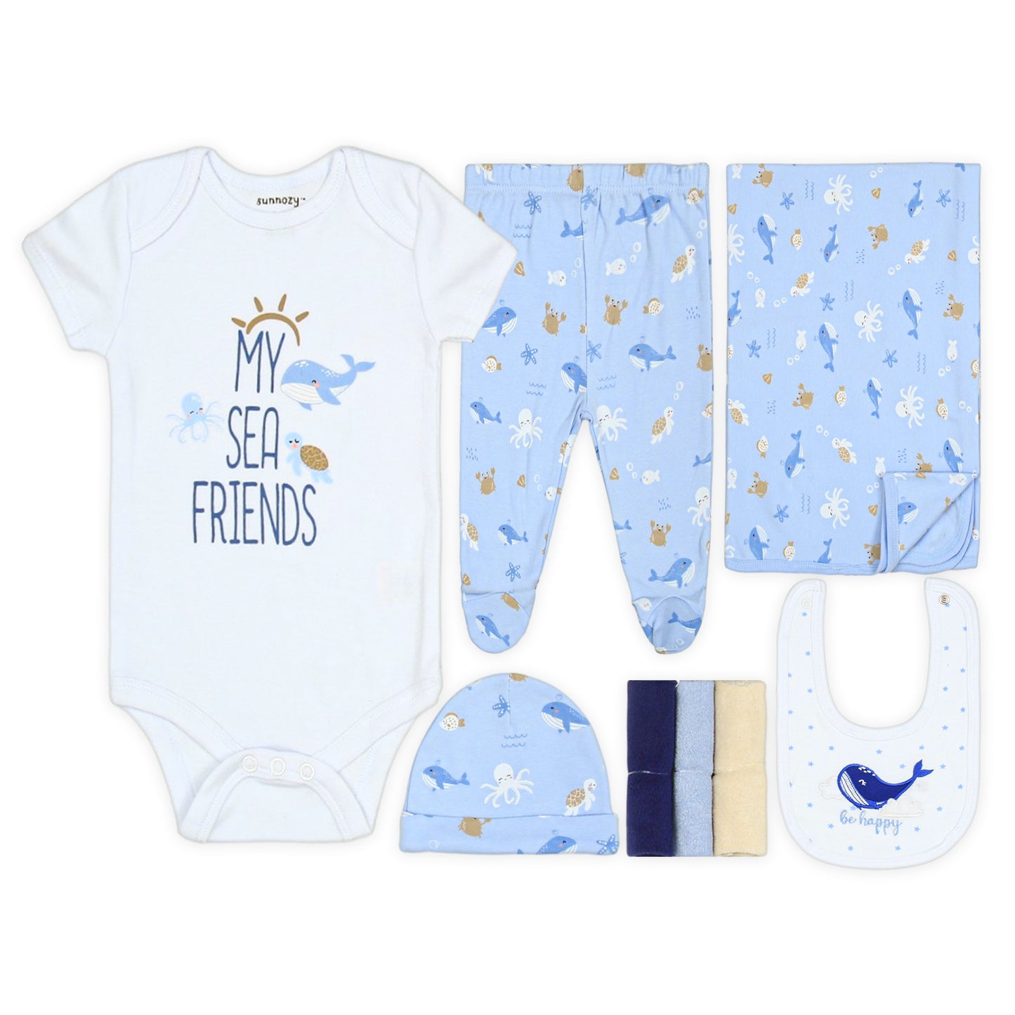 UNDER THE SEA 5-PIECE LAYETTE SET (BLUE/PURPLE) BOY