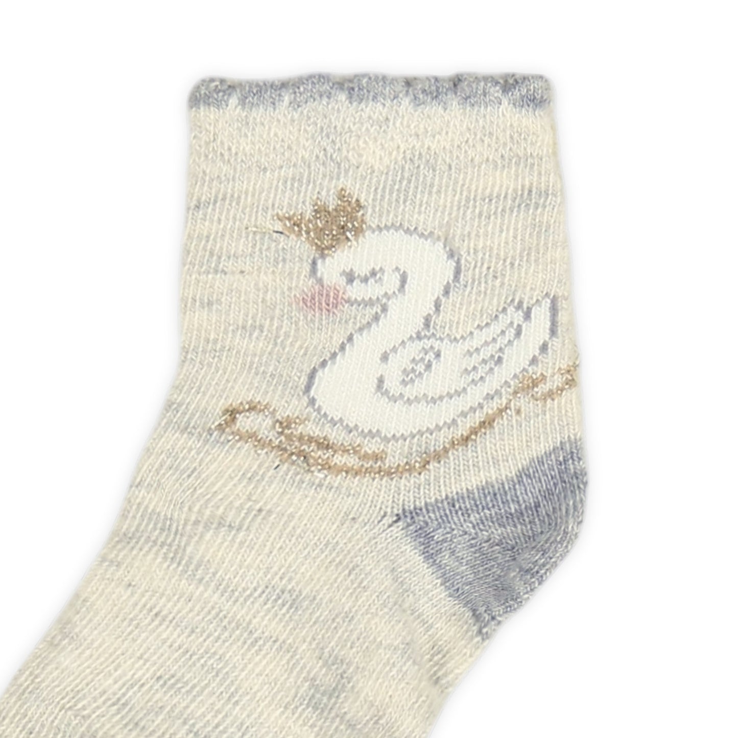 GREY MOTIF ANKLE GIRL SOCKS PK-2