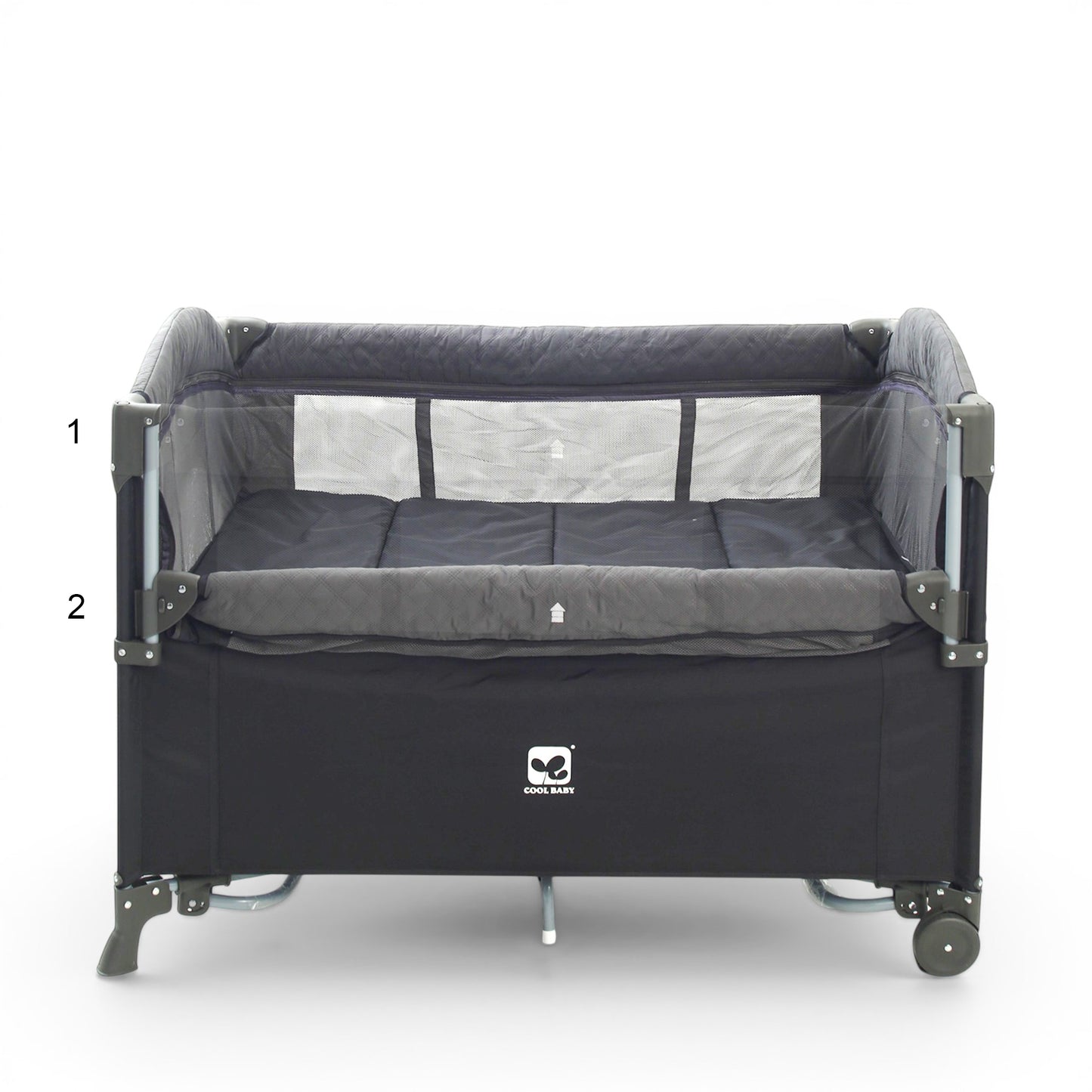 PLAY PEN GREY WITH STORAGE AND MOSQUITO NET