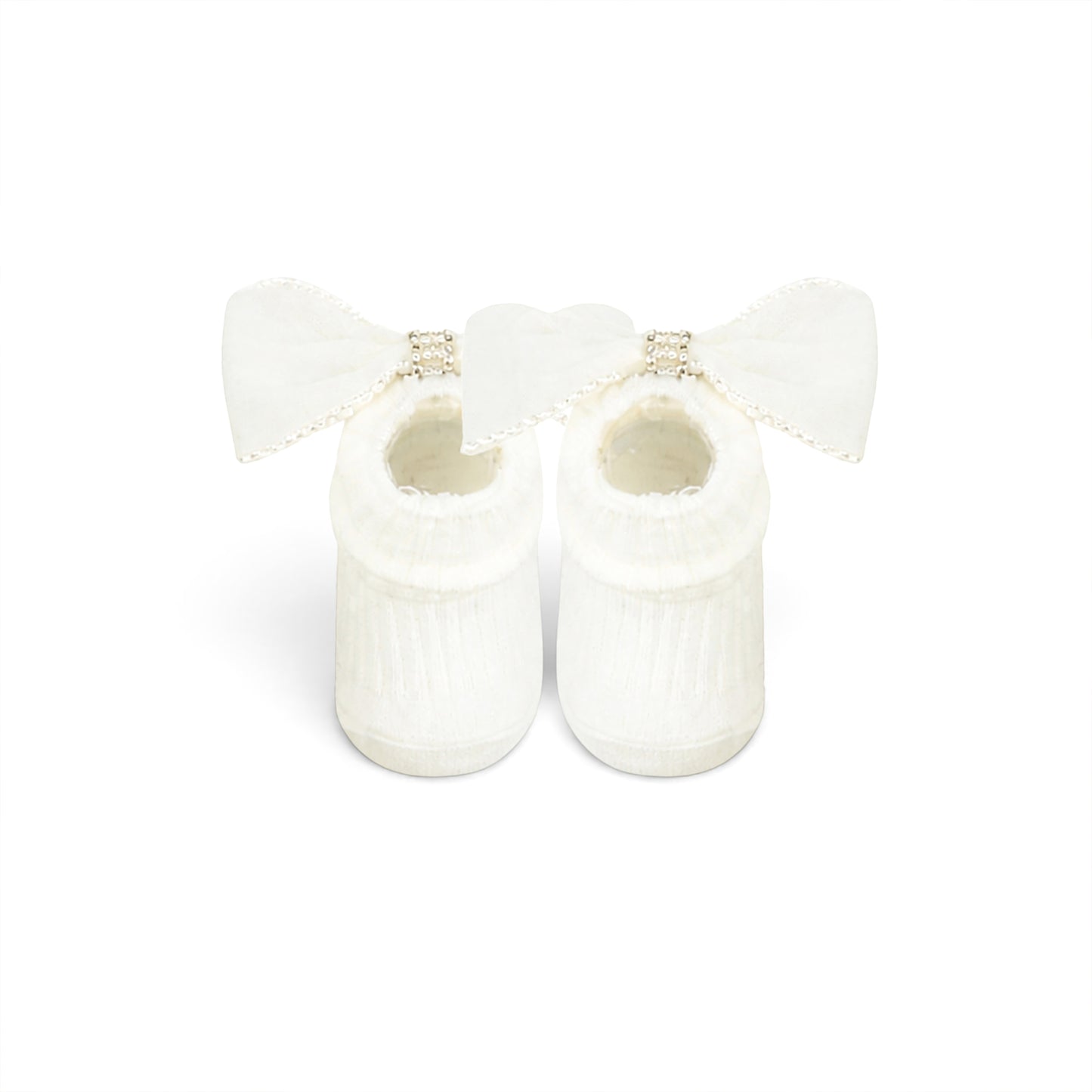 ELEGANT WHITE INFANT BOOTIES & HAIR BAND