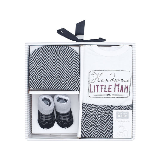 BABY BOY GIFT SET PK-4 WHITE HANDSOME LITTLE MAN