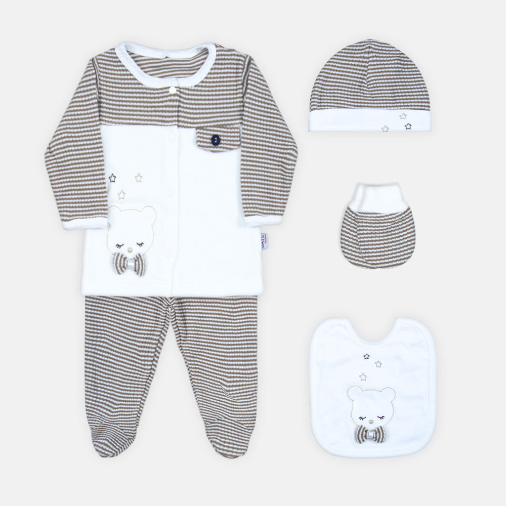BABY BOY GIFT SET BROWN STRIPES