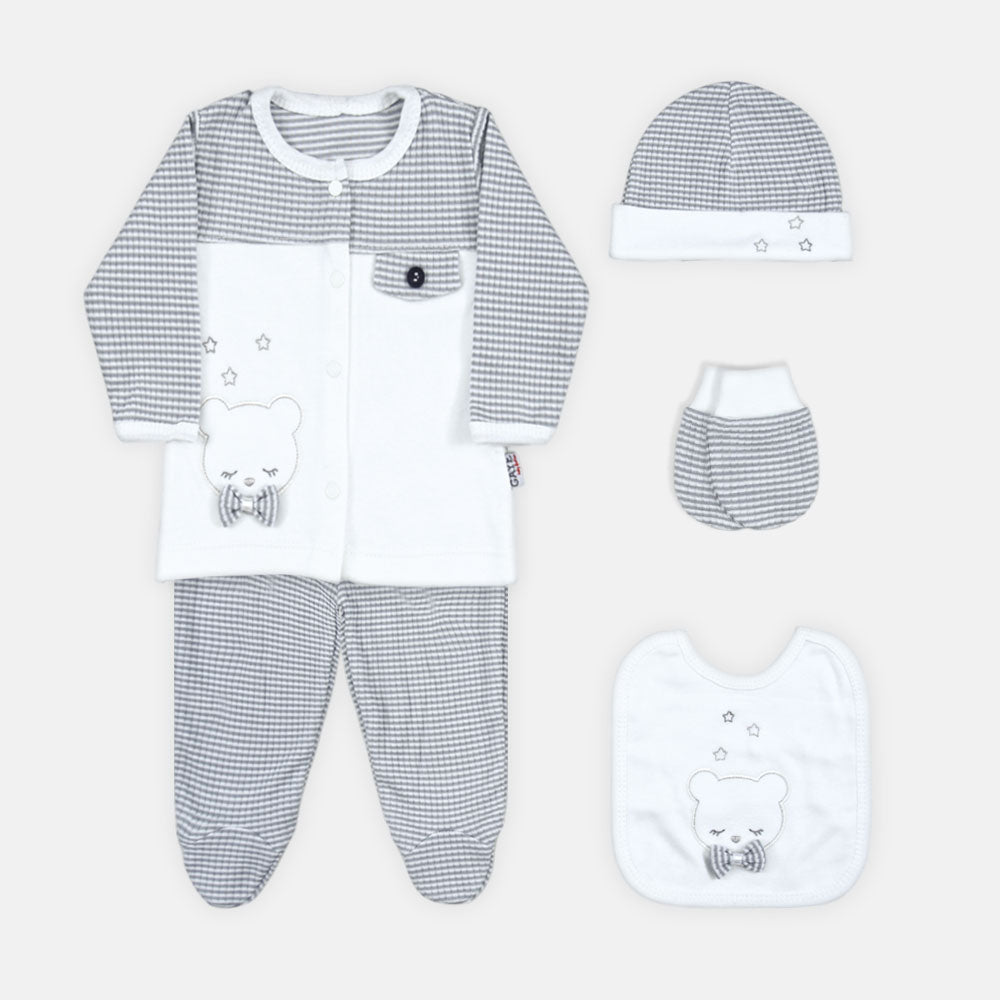 BABY BOY GIFT SET GREY STRIPES