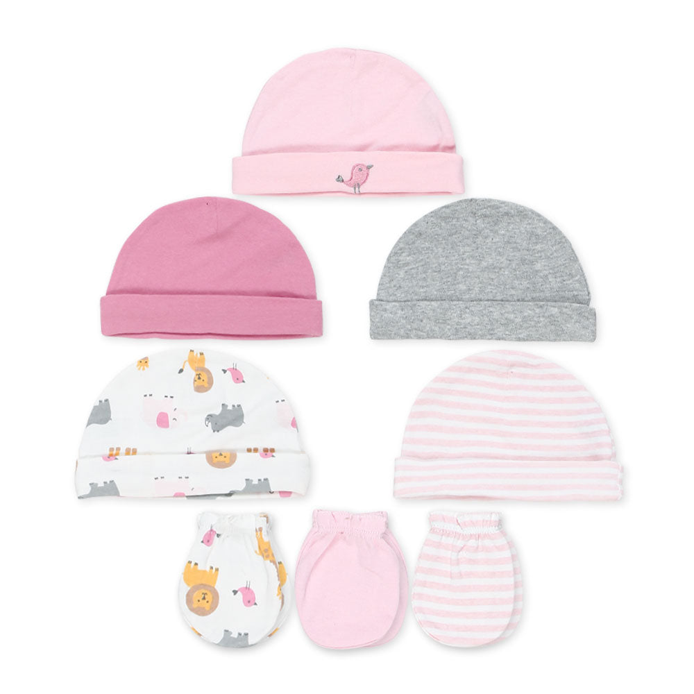 CAPS PK-5 & MITTENS PK-3 PINK ANIMAL KINGDOM