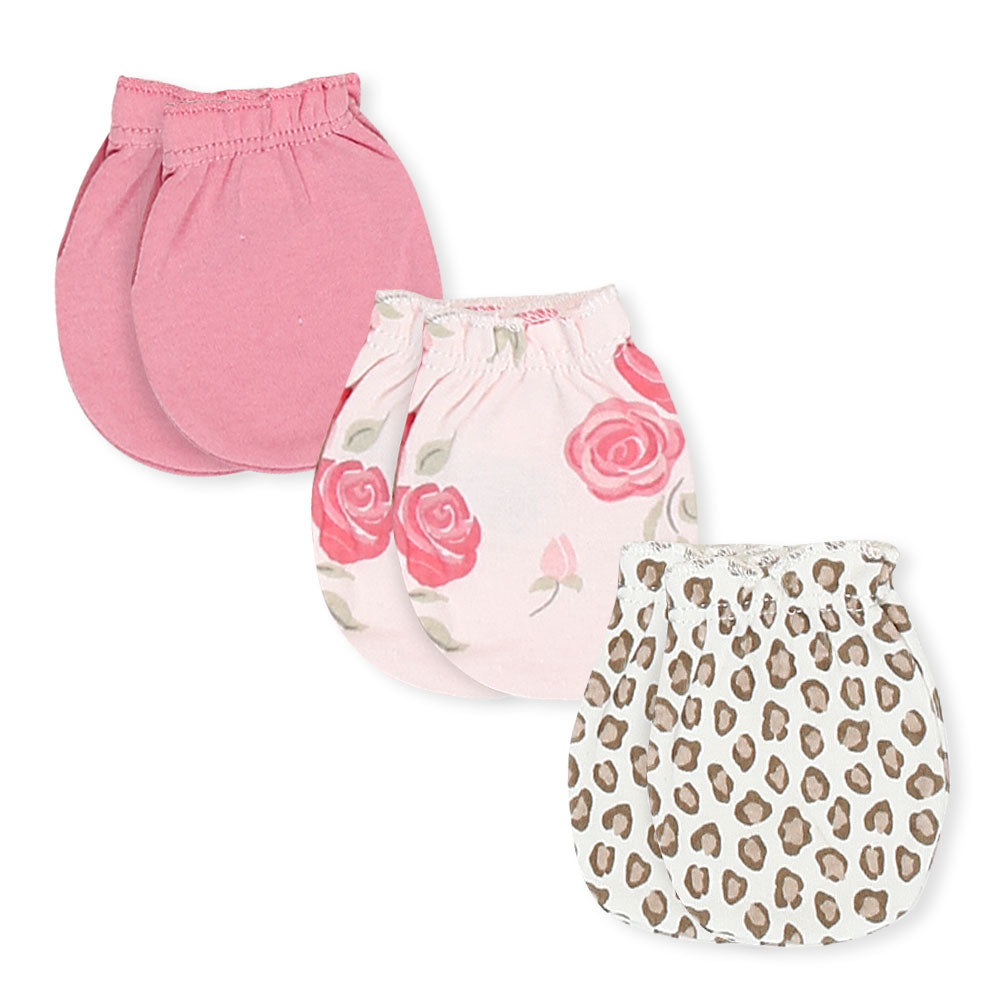 CAPS PK-5 & MITTENS PK-3 PINK FLORAL