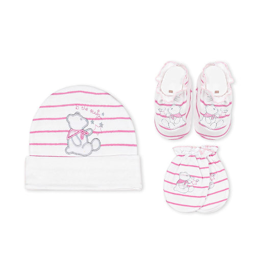 CAP SET PINK BEAR & STARS
