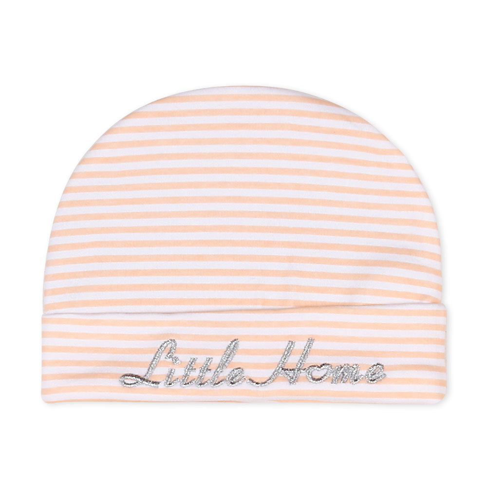 CAP SET PEACH STRIPES LITTLE HOME