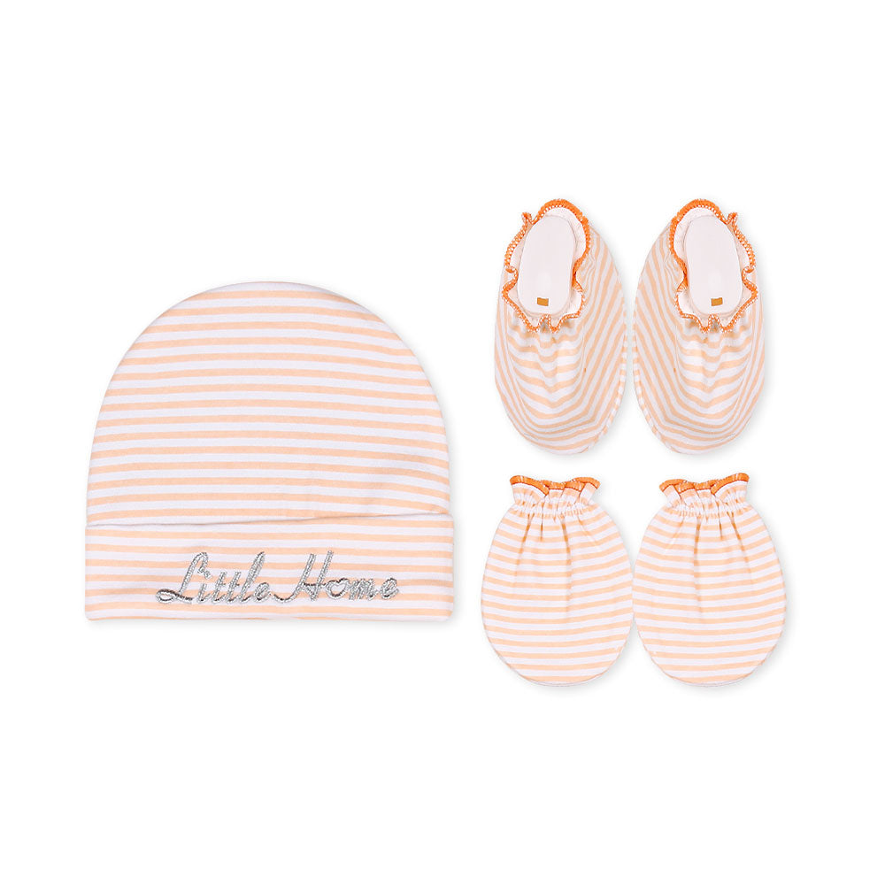 CAP SET PEACH STRIPES LITTLE HOME