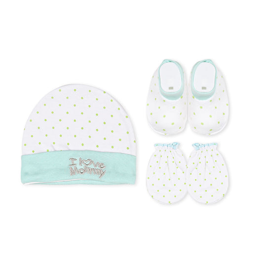 CAP SET GREEN POLKA DOT