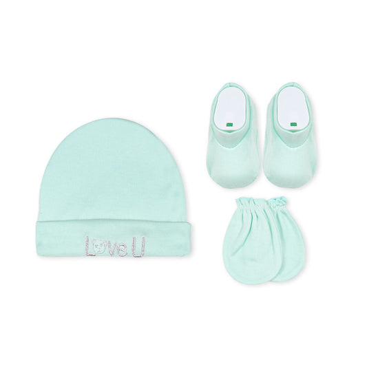 CAP SET GREEN LOVE TEDDY